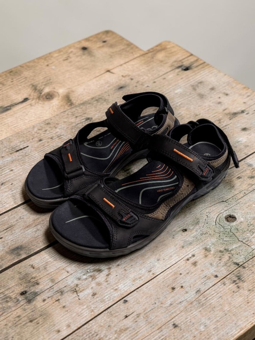 Ecco Yucatan Sandal Black/Mole Leather (Men's) Size Eu46 Us 12-12.5 CLEAN